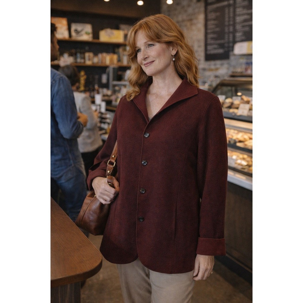 Vintage Burgundy Maroon Reversible Warm Office Wool Neutral XL Jacket Rena Rowan